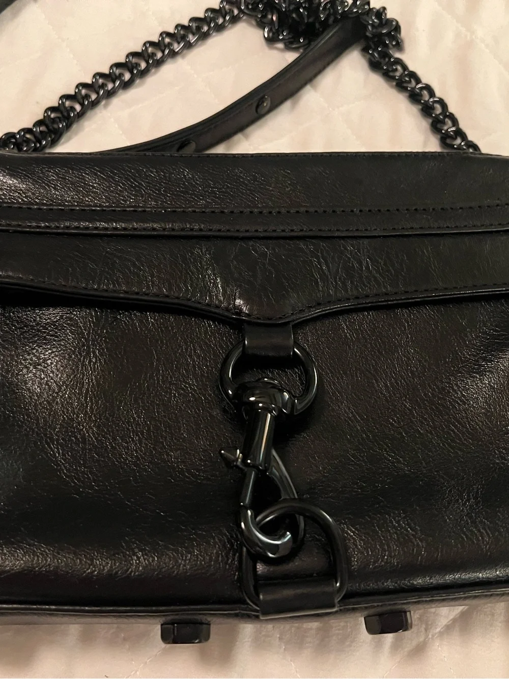 Rebecca Minkoff Black Leather Chain-Strap Crossbody